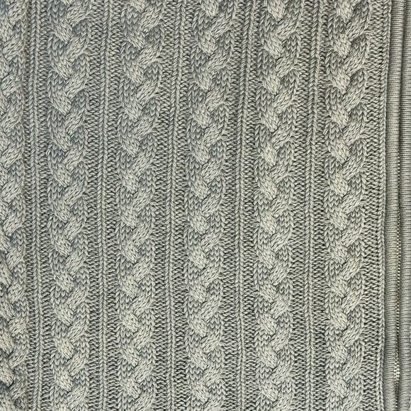 Express Zip-Up Fisherman Cotton Cable Knit Mock Turtleneck Sweater Gray Women XL - Picture 5 of 7